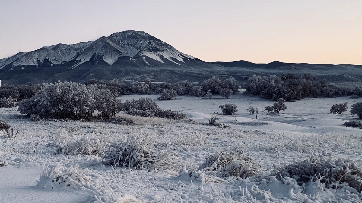 Snowy landscape in La Veta. Photo by Lauren DeLeon