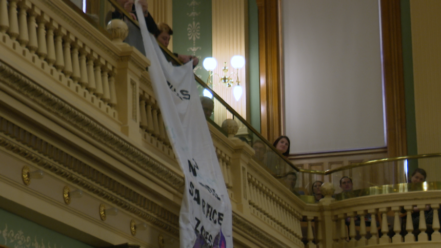Fracking protesters storm house chamber during 2020 State of the State Address