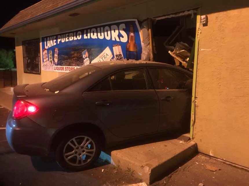 Car into building in Pueblo