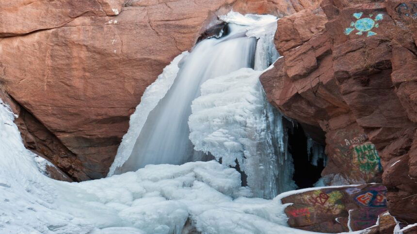 winter rainbow falls manitou springs