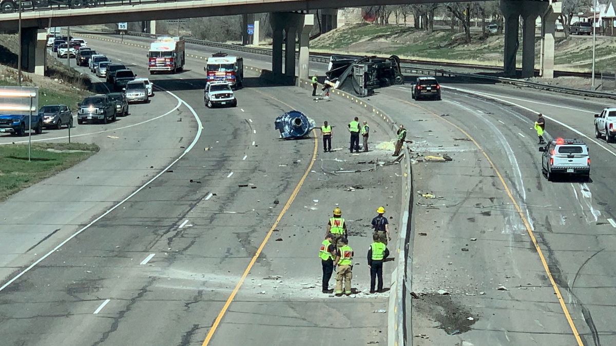 Crash involving overturned semi blocking I25 in Pueblo KRDO