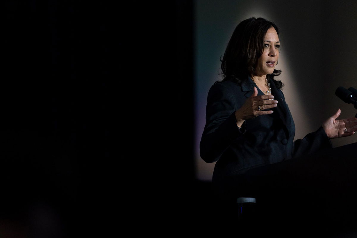 Vice President Kamala Harris speaks at Clark Atlanta University, Friday, June 18, 2021, in Atlanta. (AP Photo/Jacquelyn Martin)