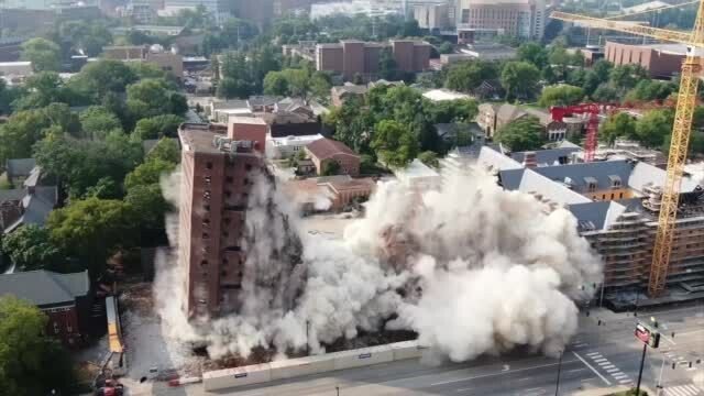 <i>WSMV</i><br/>Vanderbilt University conducted a controlled implosion of Carmichael Towers East on Saturday morning.