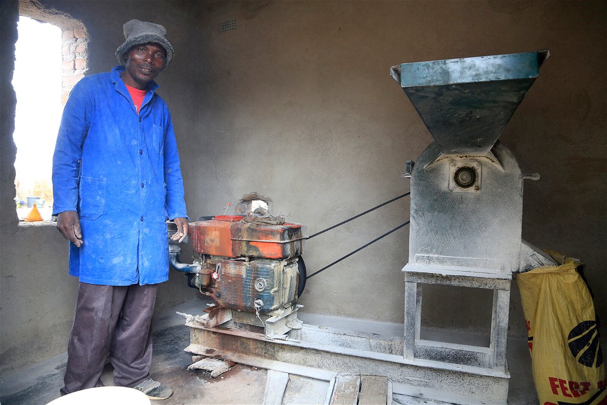 <i>Courtesy Nyasha Chingono</i><br/>Alfred Makumbe at his grinding mill. His business has been affected by Covid.