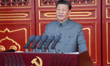 Chinese President and party leader Xi Jinping delivers a speech at a ceremony marking the centenary of the ruling Communist Party in Beijing