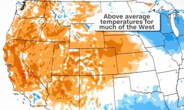 Above average temperatures span much of the Western US.