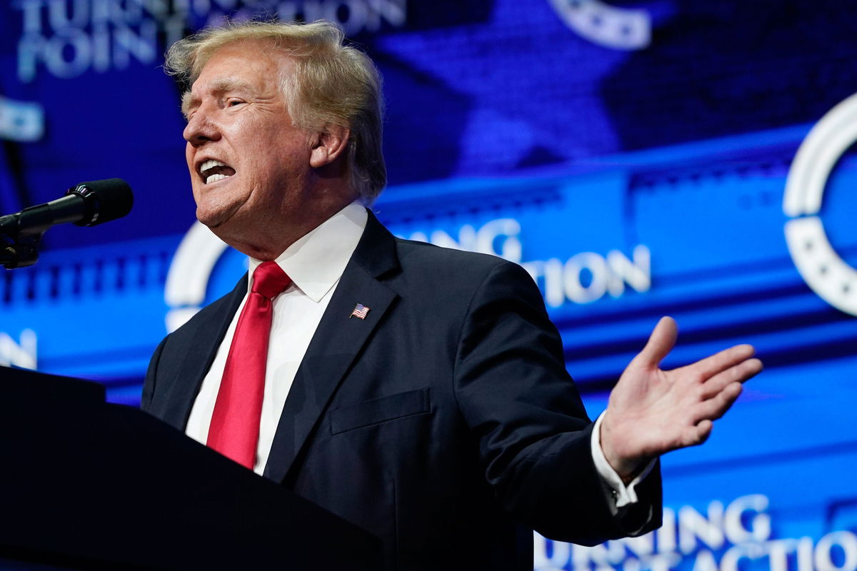 <i>Ross D. Franklin/AP</i><br/>Former President Donald Trump endorsed coal lobbyist Mike Carey in the special election for Ohio's 15th Congressional District in early June. Trump is shown here speaking to supporters at a Turning Point Action gathering