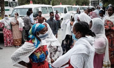 Relatives of Togoga residents wait for information at the Ayder referral hospital in Mekelle.