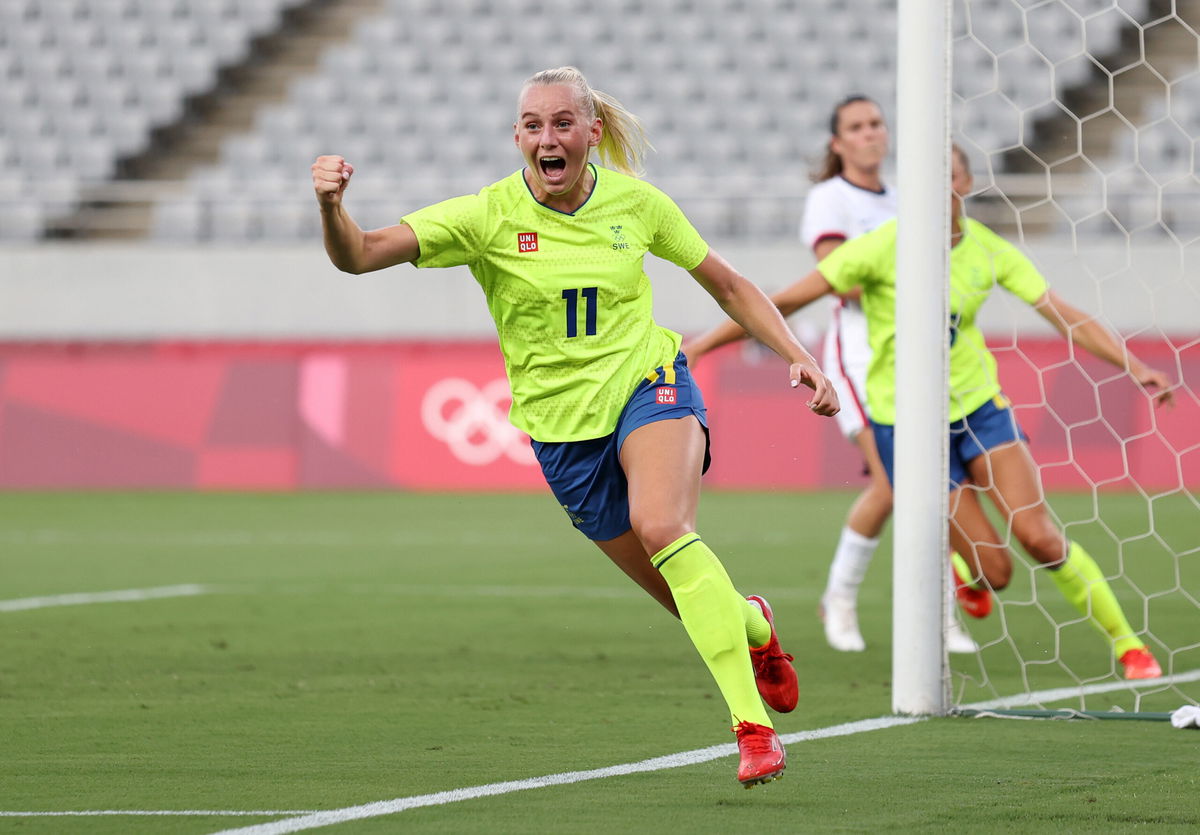 <i>Dan Mullan/Getty Images AsiaPac/Getty Images</i><br/>Stina Blackstenius got her Olympics off to a dream start with a brace.