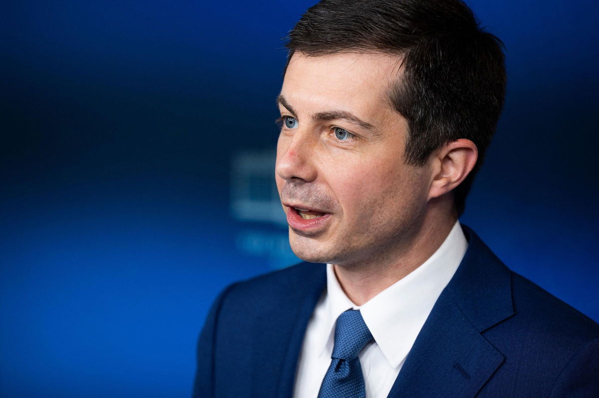 <i>JIM WATSON/AFP/Getty Images</i><br/>Transportation Secretary Pete Buttigieg