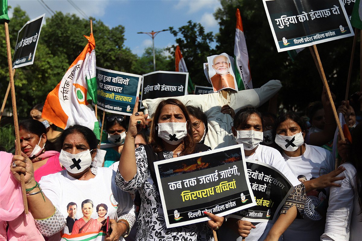 <i>Amarjeet Kumar Singh/SOPA Images/Getty Images</i><br/>Protesters at a demonstration in Delhi