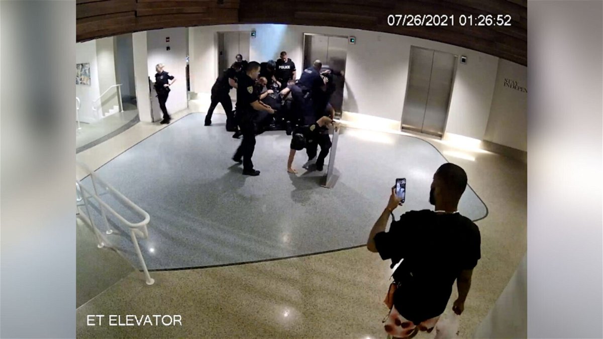 <i>Miami-Dade State Attorney's Office/WSVN</i><br/>The scene in the Royal Palm hotel in Miami Beach when police allegedly used excessive force against two men last week.