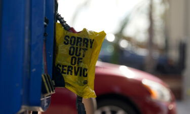 Half the gas stations in New Orleans and Baton Rouge are without fuel. This image shows a gas station that has run out of gas Tuesday