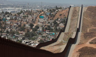 View of the US-Mexico border wall in Otay Mesa