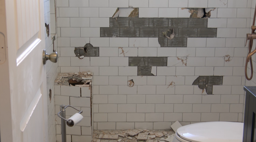 Group Of Men Rebuild Bathroom For, World Of Tile Colorado Springs