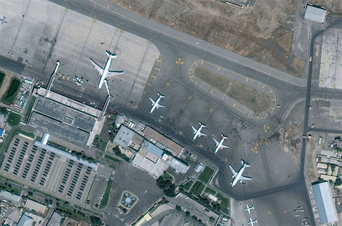 <i>Maxar Technologies/Getty Images</i><br/>One of the largest evacuation flights departed Kabul