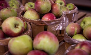 Apples are displayed for sale at Owen Orchards in Weedsport