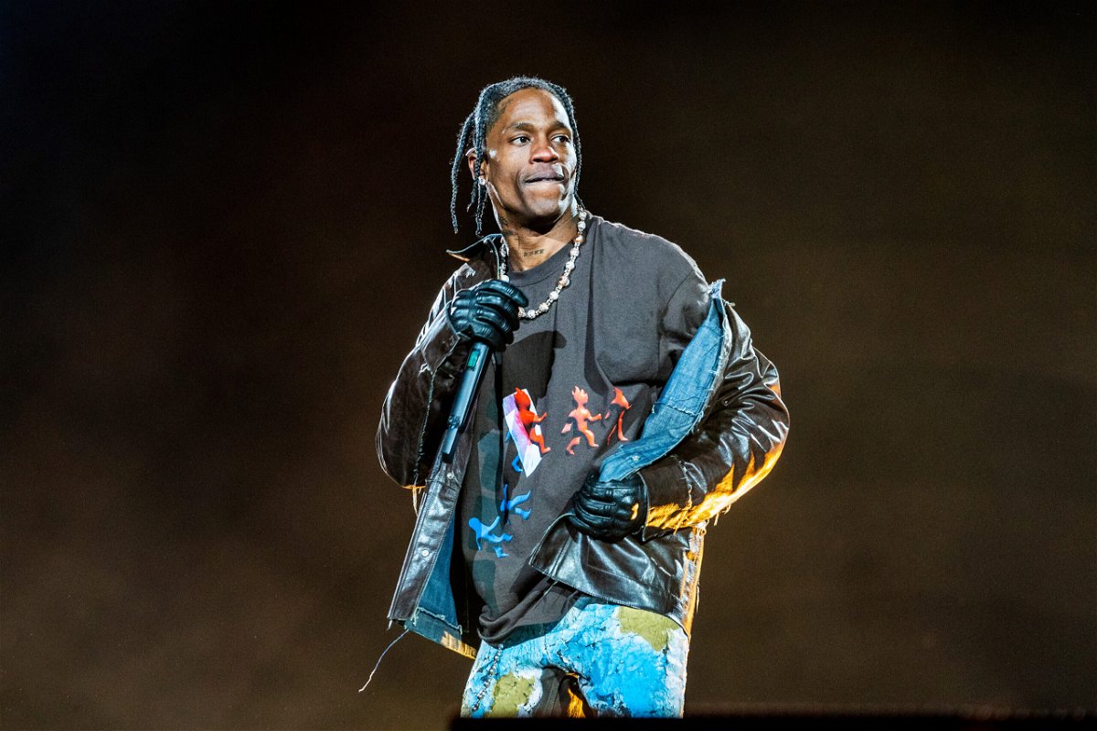 <i>Erika Goldring/WireImage/Getty Images</i><br/>Travis Scott performs during 2021 Astroworld Festival at NRG Park in Houston