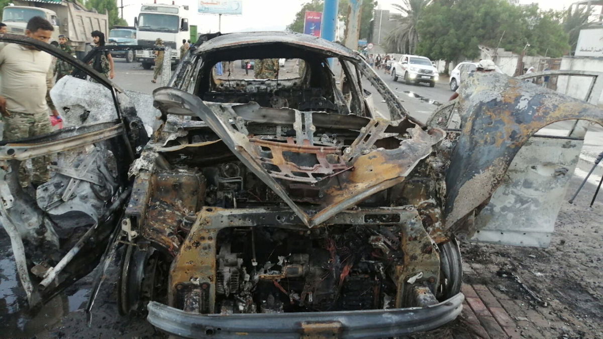 <i>Stringer/Reuters</i><br/>The wreckage of a car at the site of an explosion that killed a journalist in Aden