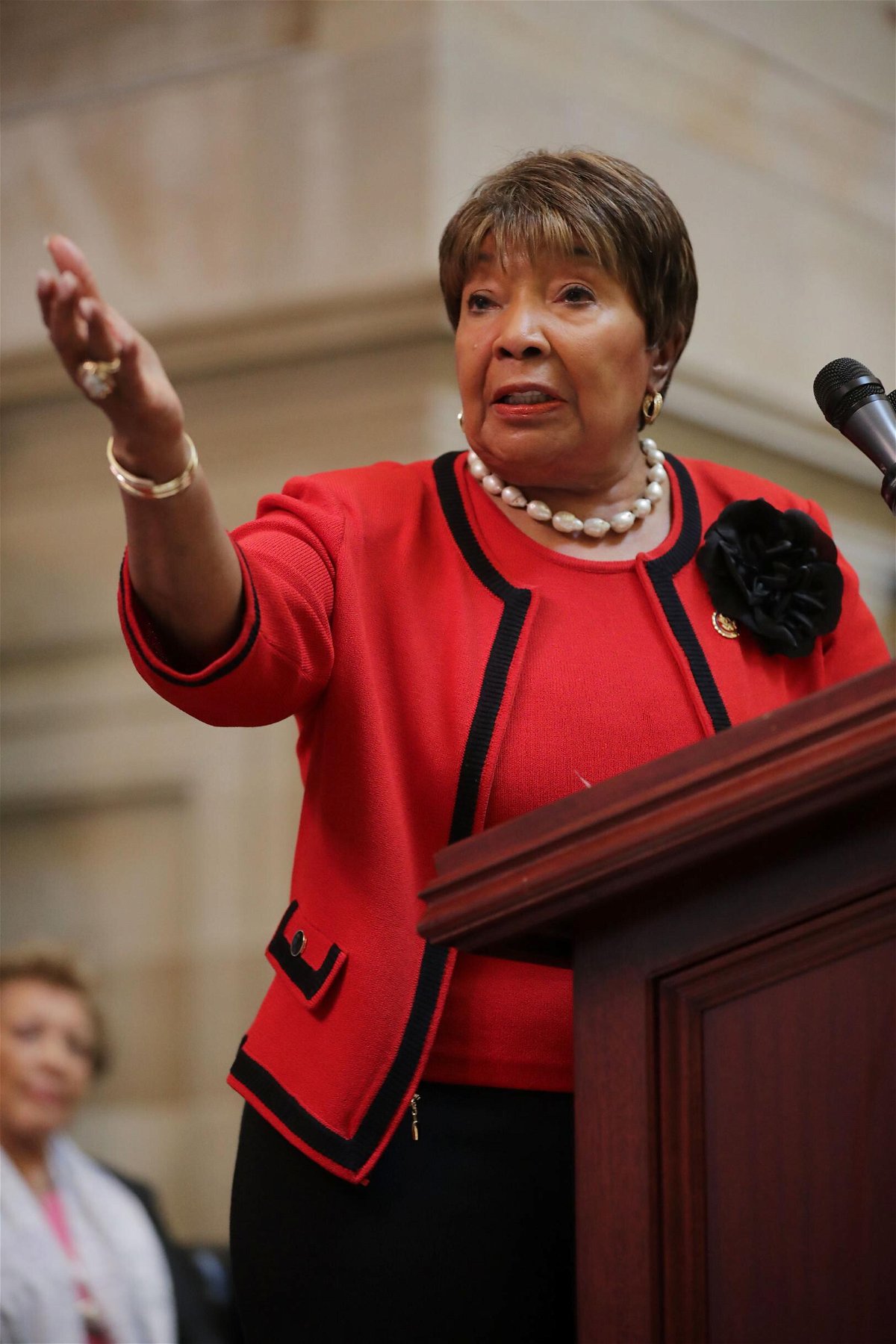<i>Chip Somodevilla/Getty Images</i><br/>Rep. Eddie Bernice Johnson (D-TX) delivers remarks during an event honoring NASA's 
