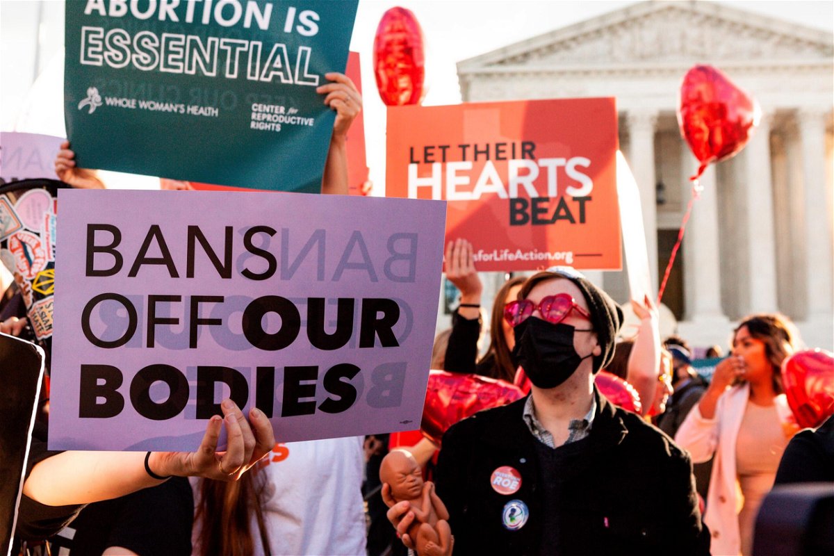 <i>Allison Bailey/NURPHO/Associated Press</i><br/>Demonstrators hold rallies at the Supreme Court on the day it hears arguments on the Texas abortion ban. For nearly half a century