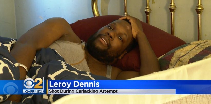 <i>WBBM</i><br/>Leroy Dennis lay in bed in his Chicago home. Dennis is recovering after he was shot on the way to work by someone trying to take his car.