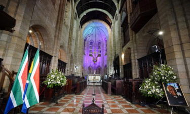 A general view of the Cathedral ahead of the requiem mass of South African anti-Apartheid icon Archbishop Desmond Tutu at St. Georges Cathedral in Cape Town on January 1.