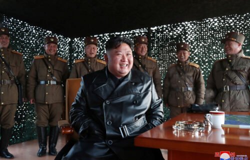North Korean leader Kim Jong Un observes the firing of suspected missiles in this image released by North Korea's Korean Central News Agency on March 22