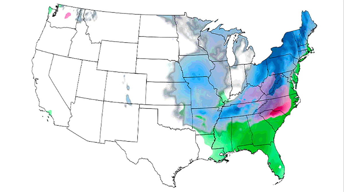 <i>CNN Weather</i><br/>A massive storm system dumping snow on the central US is expected to wallop much of the country's eastern third with snow and freezing rain this weekend