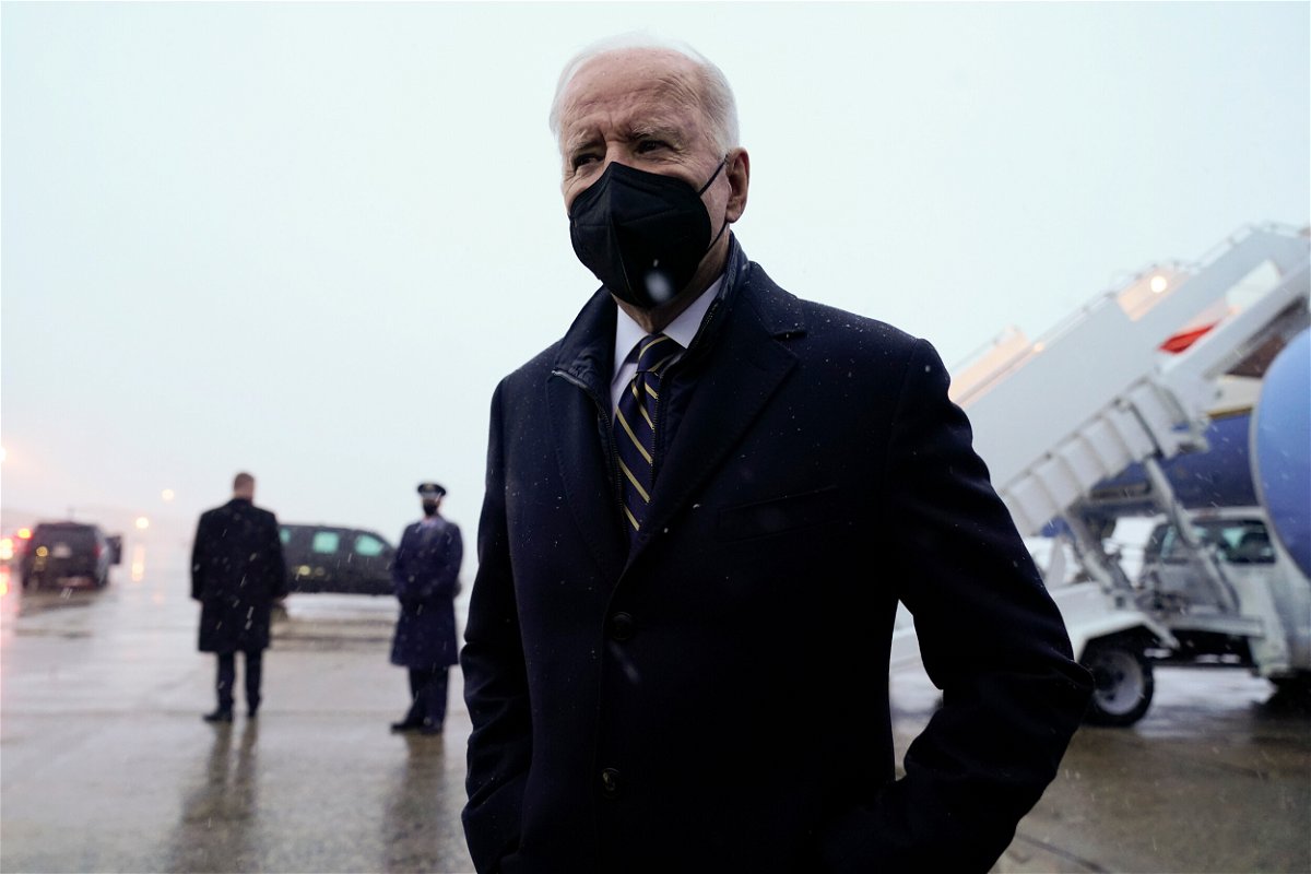 <i>Andrew Harnik/AP</i><br/>President Joe Biden speaks to reporters as he arrives at Andrews Air Force Base