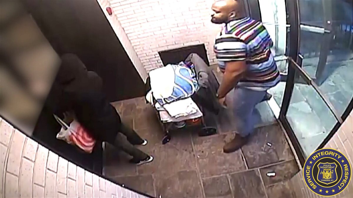 <i>Yonkers Police Department</i><br/>Police say an Asian woman was stomped on and punched more than 125 times in New York after being called a racial slur on March 11. Seen here is an image from the surveillance video from the attack.