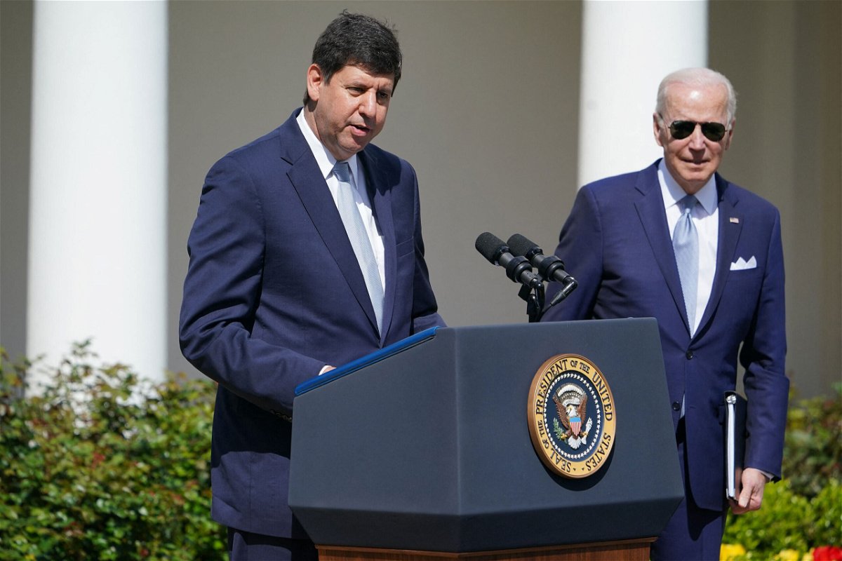 <i>Mandel Ngan/AFP/Getty Images</i><br/>President Joe Biden is seen here with Steve Dettelbach