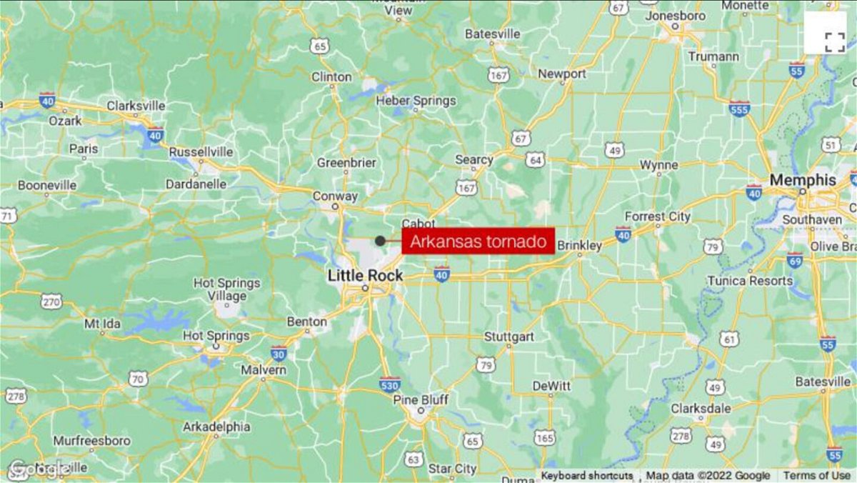 <i>google</i><br/>A tornado emergency has been declared by the National Weather Service office in Little Rock