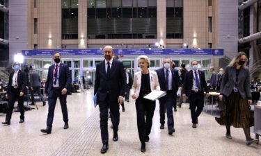 European Commission President Ursula von der Leyen and President of EU Council Charles Michel in Brussels on March 25.