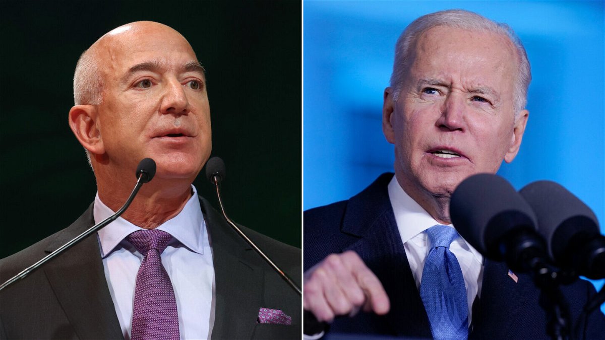 <i>Getty Images/AP</i><br/>Amazon founder Jeff Bezos accused President Joe Biden of spreading 
