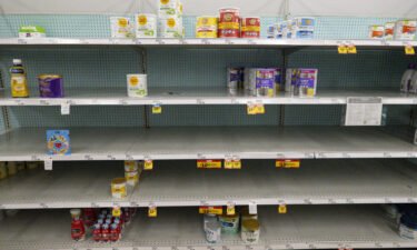 Baby formula is displayed on the shelves of a grocery store in Carmel