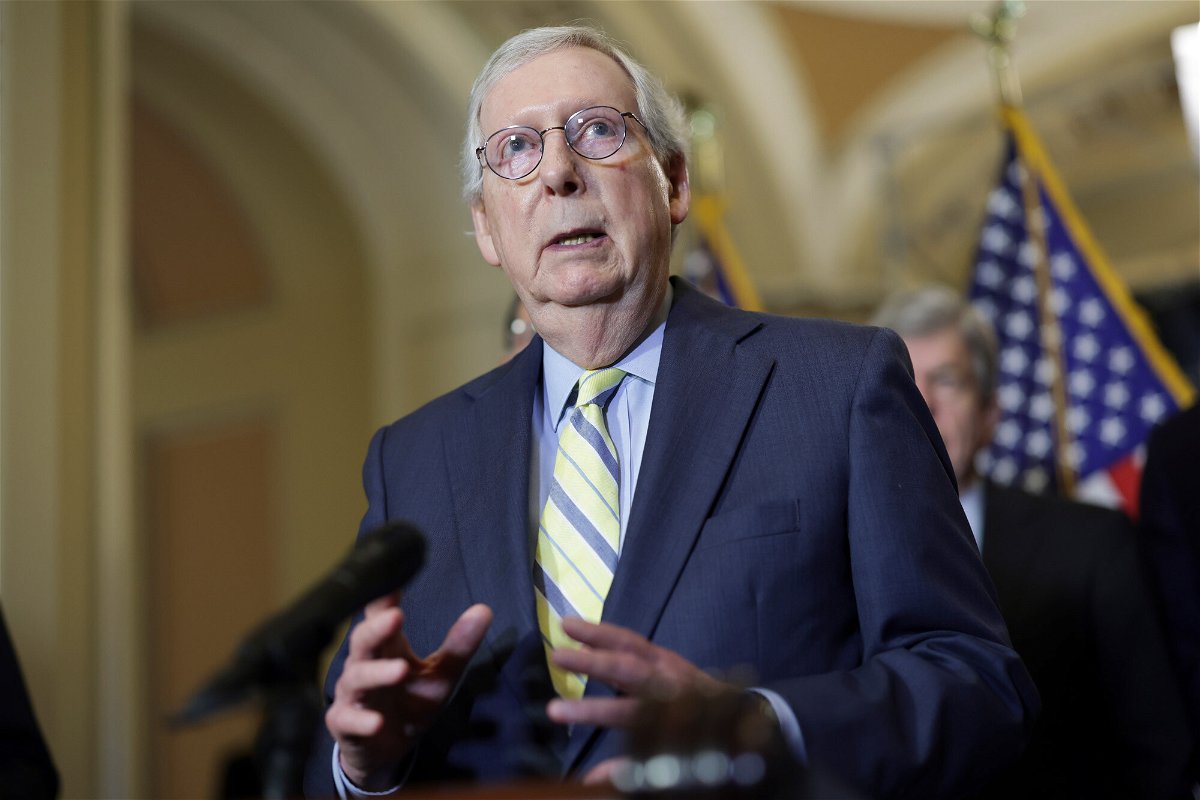 <i>Kevin Dietsch/Getty Images</i><br/>Senate Minority Leader Mitch McConnell told CNN on May 26 he encouraged Texas Sen. John Cornyn to begin discussions with Democrats