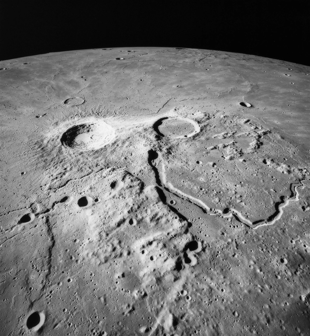 <i>NASA</i><br/>Ancient volcanic eruptions on the moon could provide an unexpected resource for future lunar explorers: water. Scientists think that Schroeter's Valley (also called Schröter's Valley) was created by lava released by volcanic eruptions on the lunar surface.