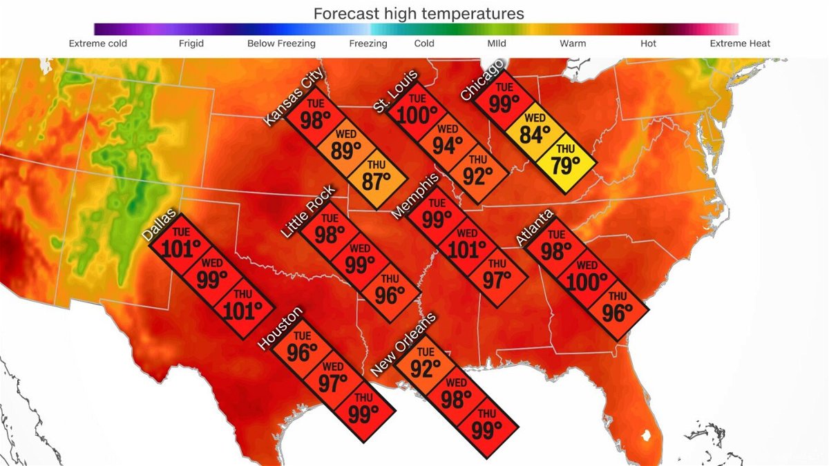 <i>cnnweather</i><br/>June 21 three-day weather forecast as a heat wave bears down on the US.
