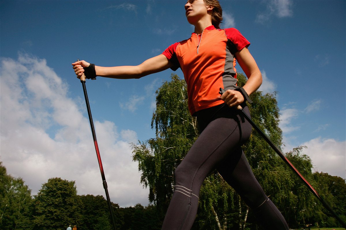 <i>Yashoda/Image Source/Getty Images</i><br/>Patients with coronary heart disease who did Nordic walking for 12 weeks had a greater increase in the ability to perform everyday activities than those who did interval training