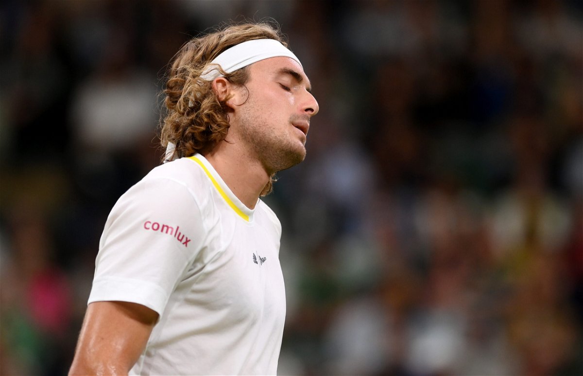 <i>Shaun Botterill/Getty Images Europe/Getty Images</i><br/>Stefanos Tsitsipas was frustrated after his loss to Nick Kyrgios.