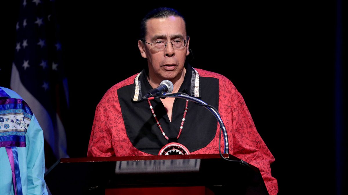 <i>Cindy Ord/Getty Images</i><br/>Onondaga Nation Chief Tadodaho Sidney Hill is pictured on January 29