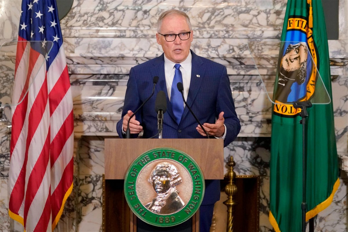 <i>Ted S. Warren/AP</i><br/>Washington Gov. Jay Inslee issued a directive June 30 barring state police from cooperating with out-of-state investigatory requests on abortion-related conduct.