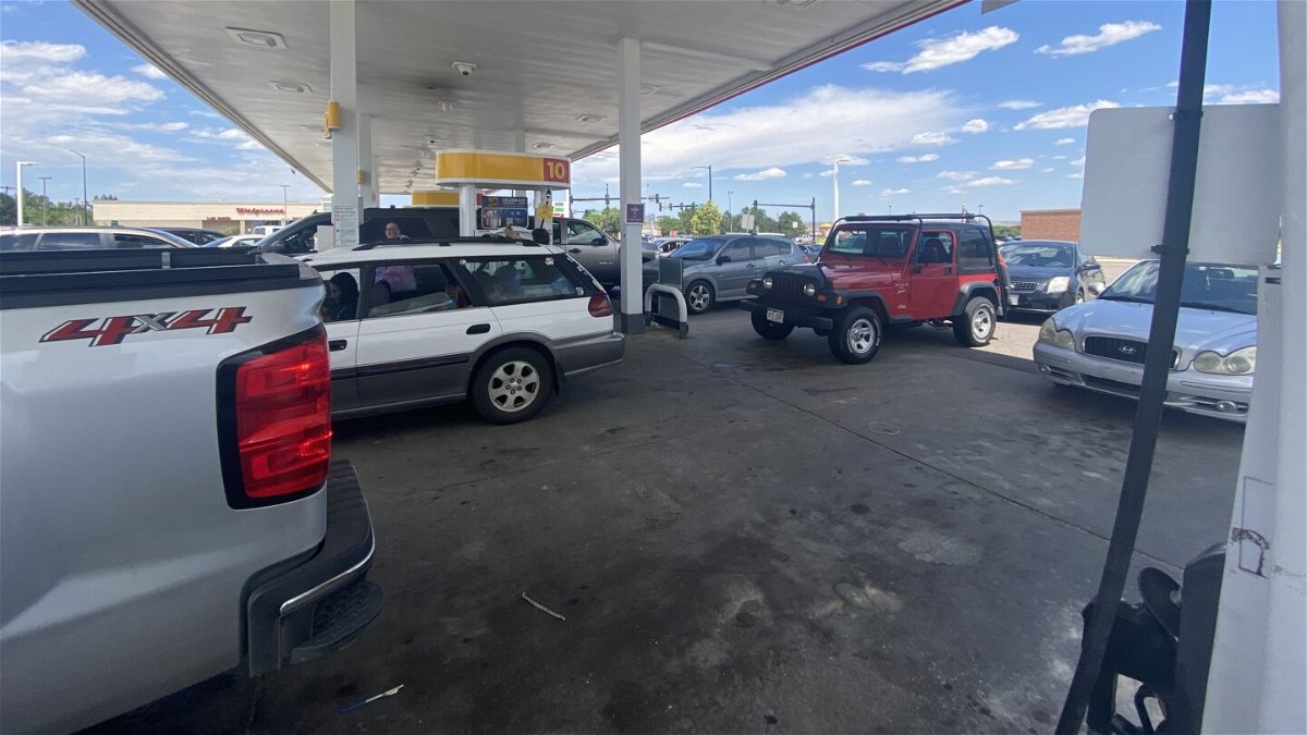 Cars fill Pueblo gas station Wednesday, Aug. 3, 2022