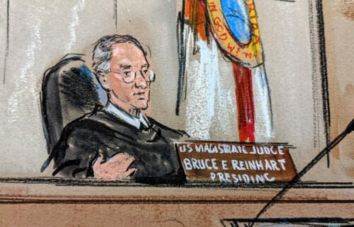US Magistrate Judge Bruce Reinhart is seen in the courtroom on August 18 in West Palm Beach