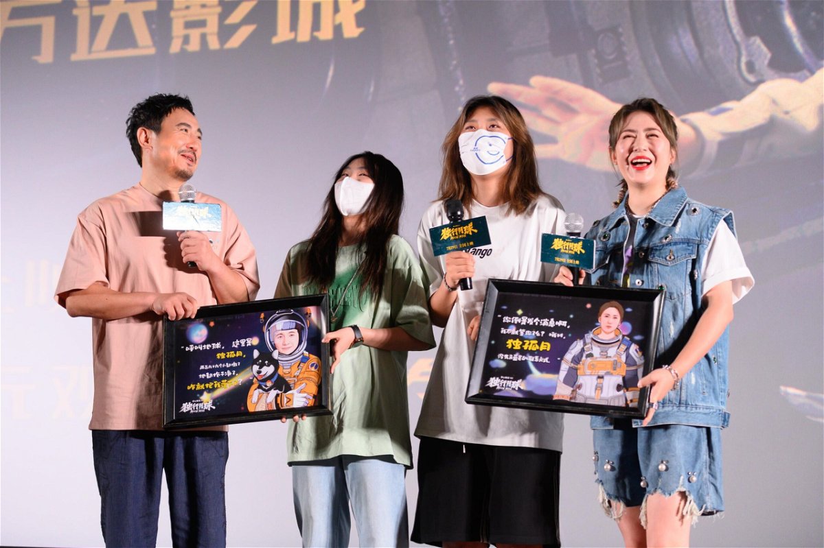 <i>Wei Liang/China News Service/Getty Images</i><br/>A Chinese sci-fi comedy has shattered summer box office records in China after months of Covid-19 lockdowns. Actor Shen Teng (L1) and actress Ma Li (R1) attend the road show of film 'Moon Man' on July 25 in Taiyuan
