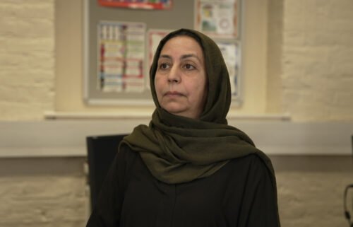 Judge Fawzia Amini at the adult learning center in London where she is learning English.