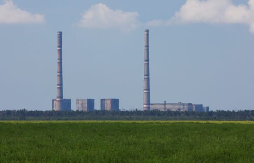 The Zaporizhzhia nuclear power plant is seen from afar on August 5.