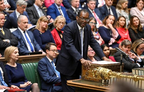 The Chancellor of the Exchequer Kwasi Kwarteng (center) speaks during the Government's Growth Plan statement at the House of Commons in London on September 23.