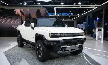 A hummer electric pickup truck is seen here in November 2021 at the Automobile Exhibition Area of the 4th China International Import Expo CIIE in Shanghai. General Motors has stopped taking orders for the Hummer EV.